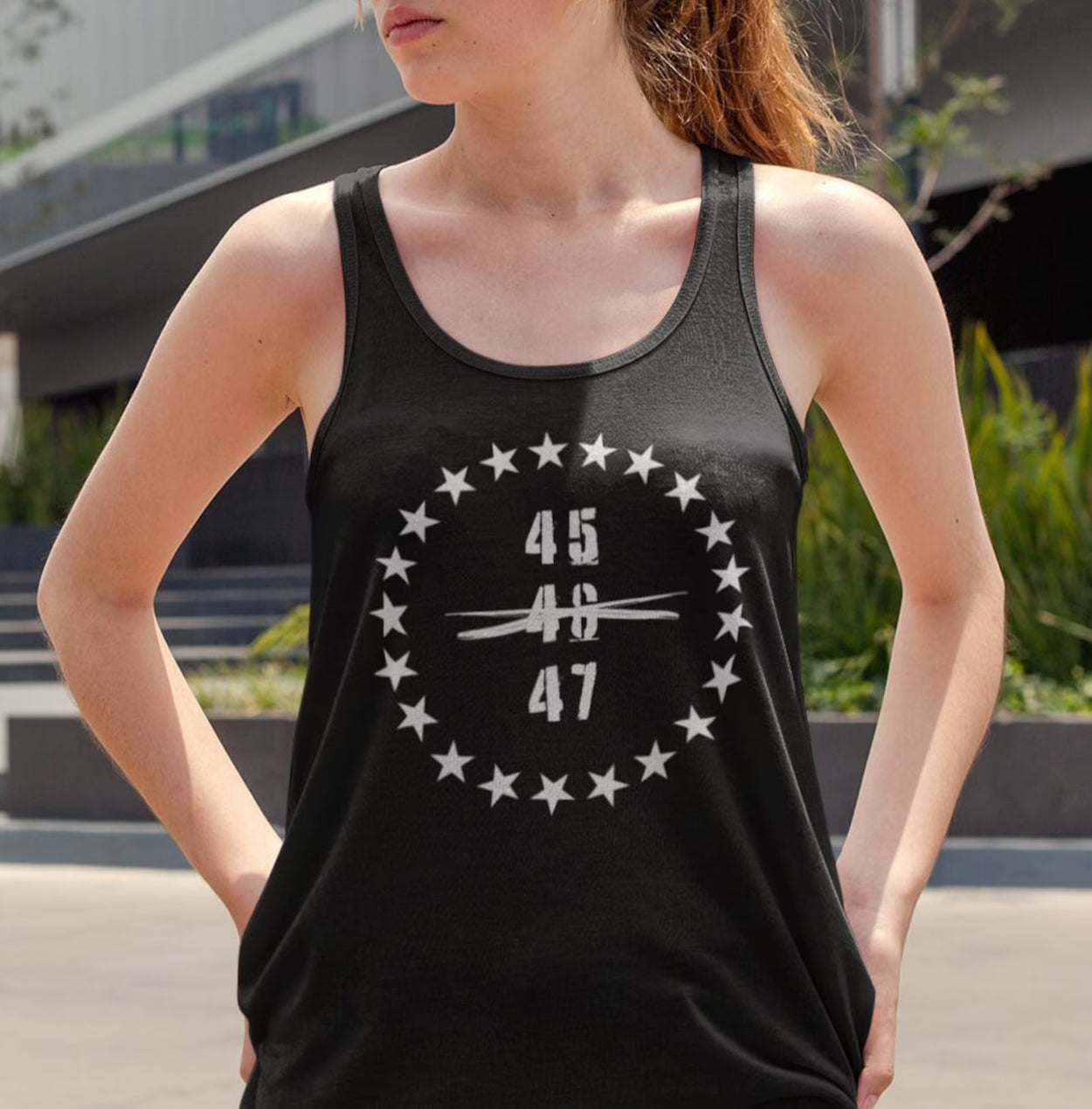 Women’s 45 47 Trump 2024 Racerback Tank Top