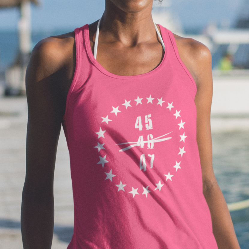 Women’s 45 47 Trump 2024 Racerback Tank Top