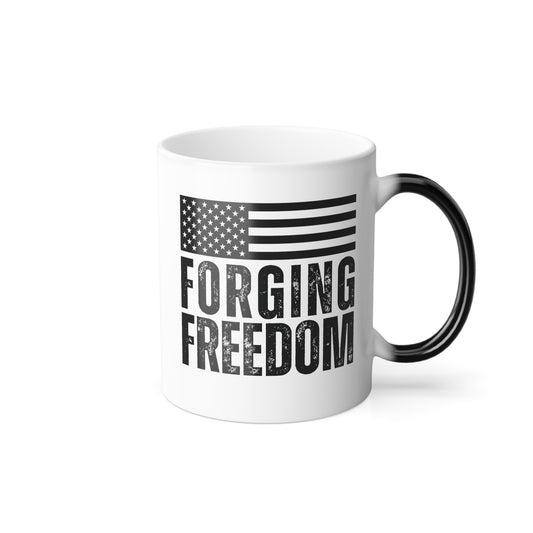 Forging Freedom Color Changing Mug, America First American Flag Mug, Color changing with Heat Conservative Mug, Patriotic Gift, From Forging Freedom