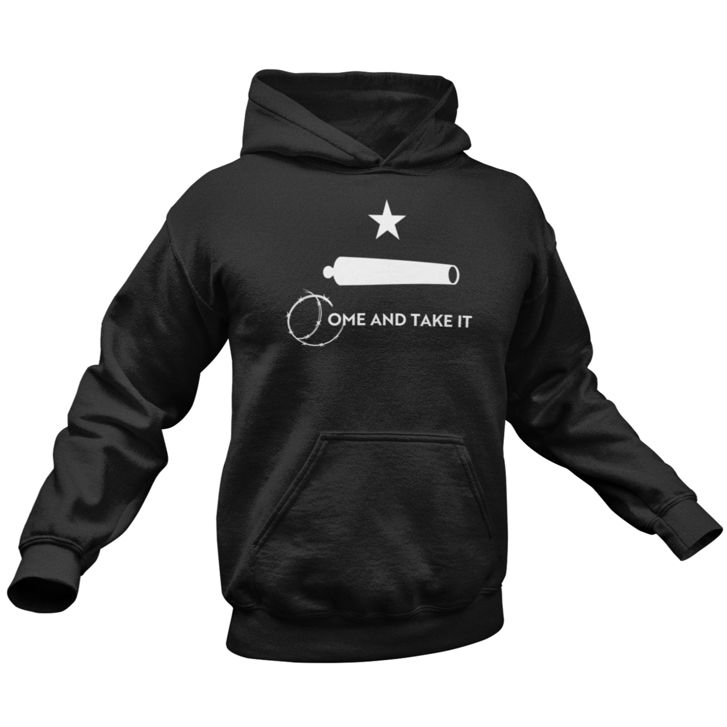 Come and Take it Barbed Wire Cannon Sweatshirt for Men, Remember the Alamo San Antonio, Close The Border Build A Wall Mass Invasion Hoodie, America First MAGA Trump for President Sweatshirt, Black, from Forging Freedom