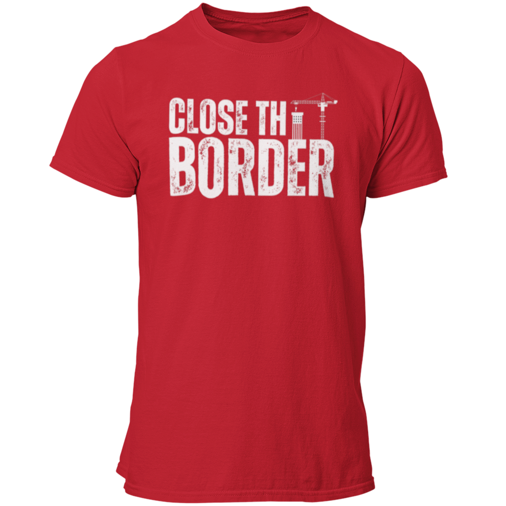 Men’s Close The Border Build A Wall T-Shirt for Men, Stop the Southern Invasion US Border Wall Border Patrol Shirt, MAGA Trump 2024 Secure the Border America FIrst Tshirt, Red, from Forging Freedom