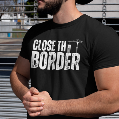 Men’s Close The Border Build A Wall T-Shirt for Men, Stop the Southern Invasion US Border Wall Border Patrol Shirt, MAGA Trump 2024 Secure the Border America FIrst Tshirt, Black, from Forging Freedom