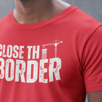 Men’s Close The Border Build A Wall T-Shirt for Men, Stop the Southern Invasion US Border Wall Border Patrol Shirt, MAGA Trump 2024 Secure the Border America FIrst Tshirt, Red, from Forging Freedom