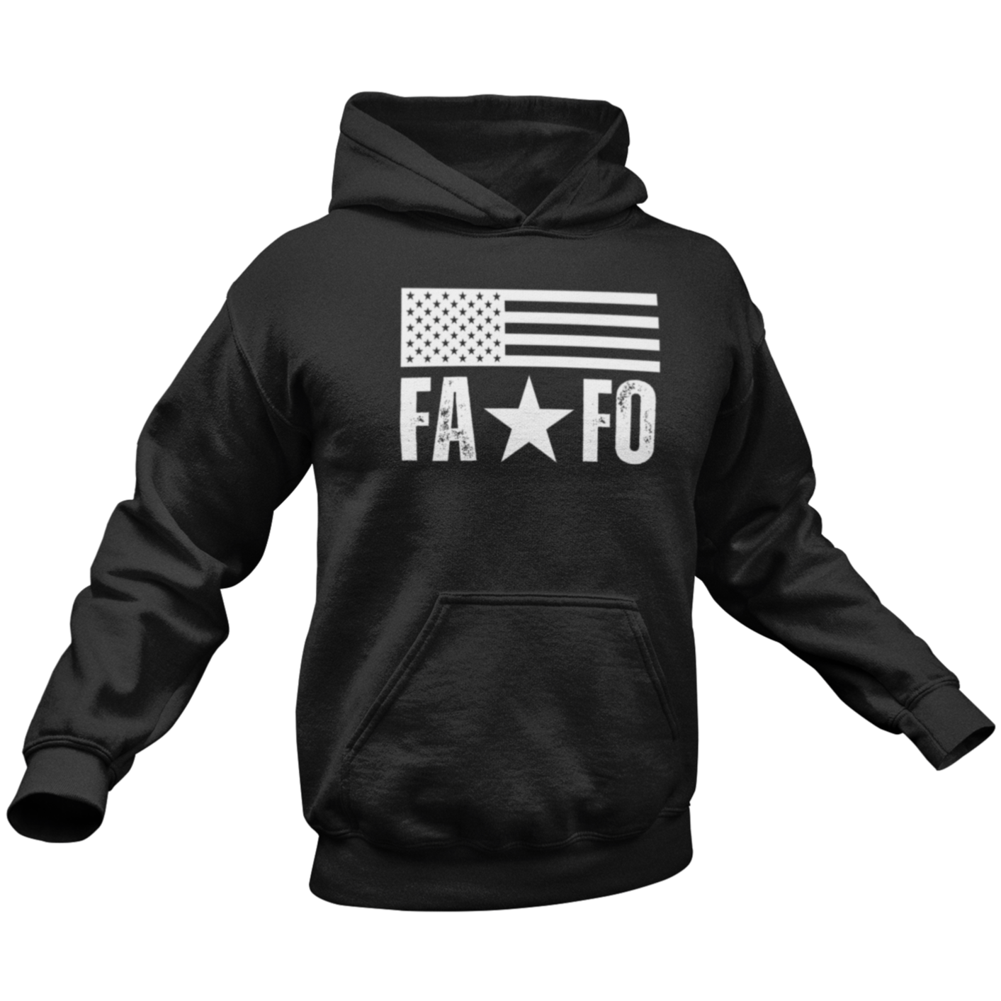 Men’s FAFO American Flag Hoodie, F Around and Find Out Sweatshirt Don’t Mess with Texas Conservative Libertarian Vote Red, Come and Take it, Pro 2A 2nd Amendment Rights, Black, from Forging Freedom