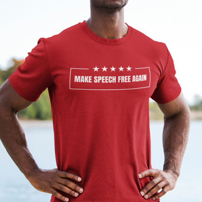 Make Speech Free Again Shirt for Men, MAGA Trump 2024 Free Speech 1st Amendment Tshirt, Constitutional Rights Conservative Libertarian Shirt, Red, from Forging Freedom