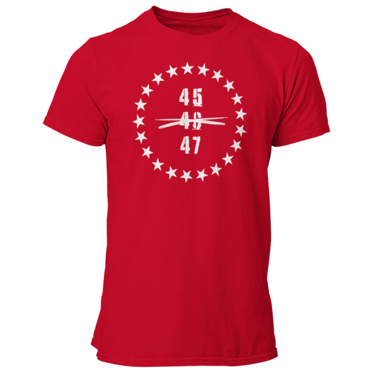 45 47 Donald Trump for President 2024 MAGA Shirt for Men, Anti Biden Pro Trump Let’s Go Brandon Tshirt, Keep America Great Save America USA Shirt, Red, from Forging Freedom