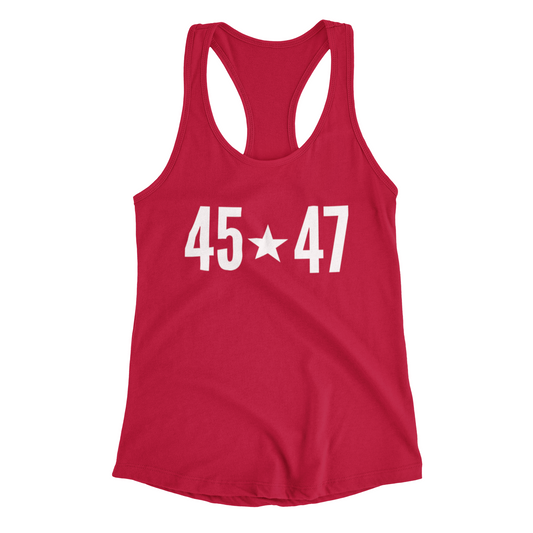 45 47 Trump MAGA America First Donald Trump for President Shirt, Anti Biden, Vote Red Conservative Libertarian Save America Tank Top, Red, from Forging Freedom