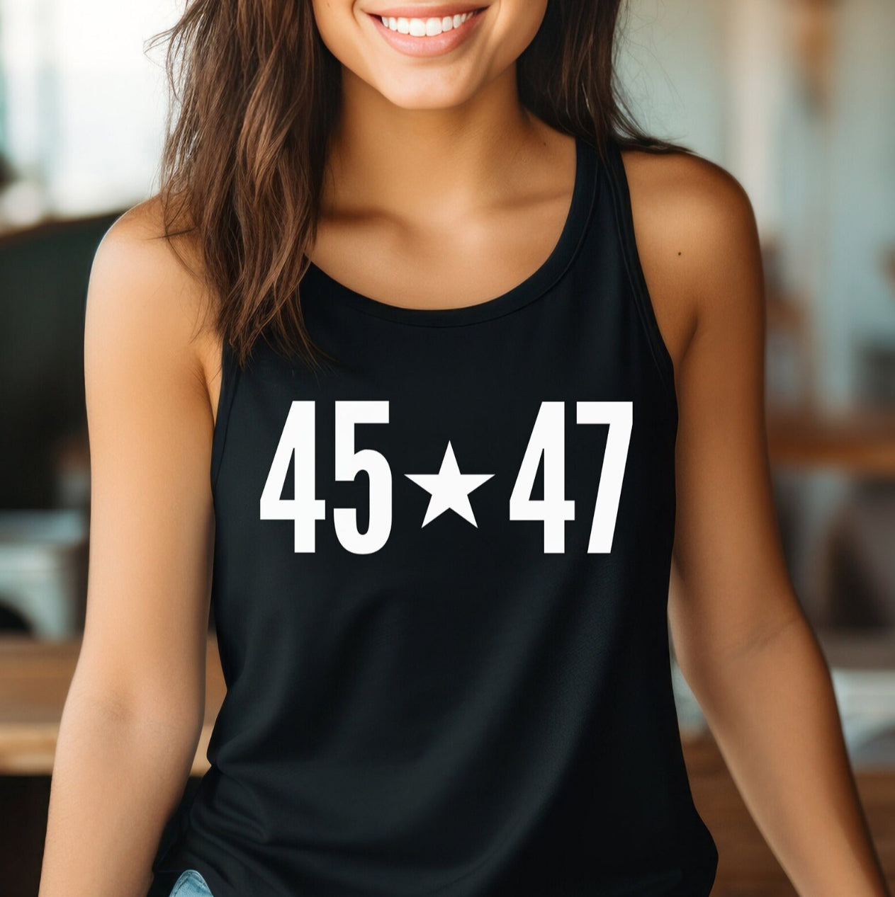 45 47 Trump MAGA America First Donald Trump for President Shirt, Anti Biden, Vote Red Conservative Libertarian Save America Tank Top, Black, from Forging Freedom