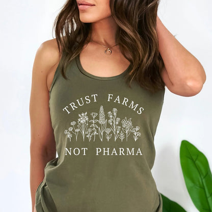 Trust Farms Not Pharma Tank Top for Women, Medical Freedom Informed Consent Tank for Women, Anti Government Conservative Conspiracy Theorist Shirt, Do Not Comply, Military Green, from Forging Freedom