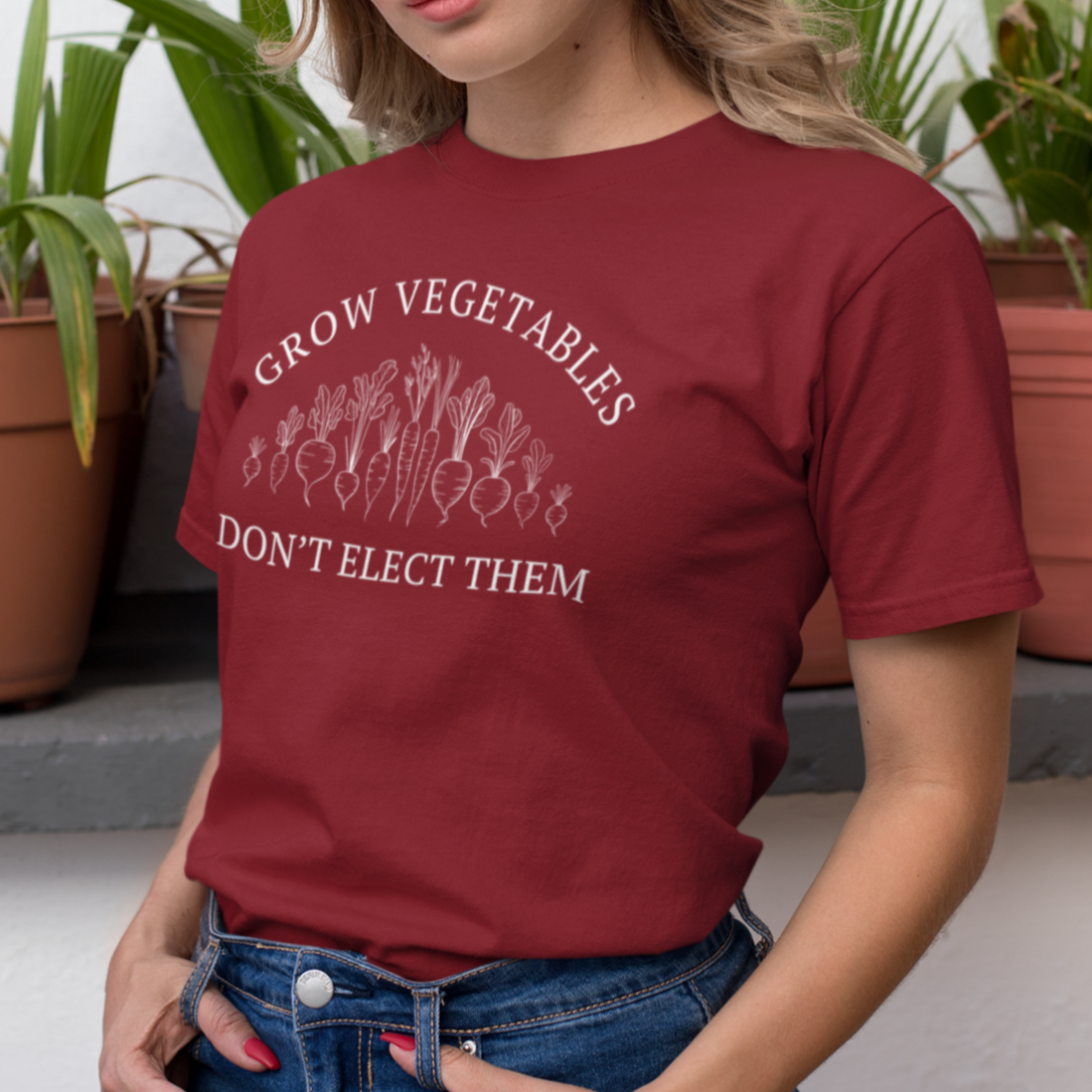 Grow Vegetables Don’t Elect Them Anti Biden Shirt, Trump for President MAGA 2024, Election Shirt Homestead Gardener, Trust Farms Not Pharma, Cardinal Red, from Forging Freedom