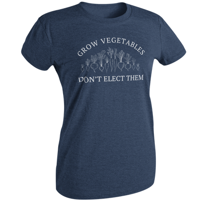 Grow Vegetables Don’t Elect Them Anti Biden Shirt, Trump for President MAGA 2024, Election Shirt Homestead Gardener, Trust Farms Not Pharma, Heather Navy, from Forging Freedom