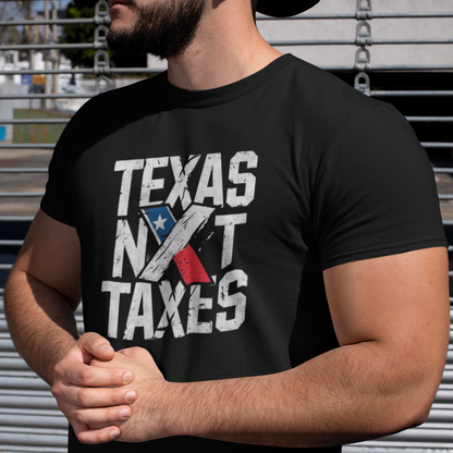 Texas NOT Taxes Men’s Tshirt, Lone Star State Conservative Libertarian Make America Texas Shirt, Taxation is Theft, Black, from Forging Freedon