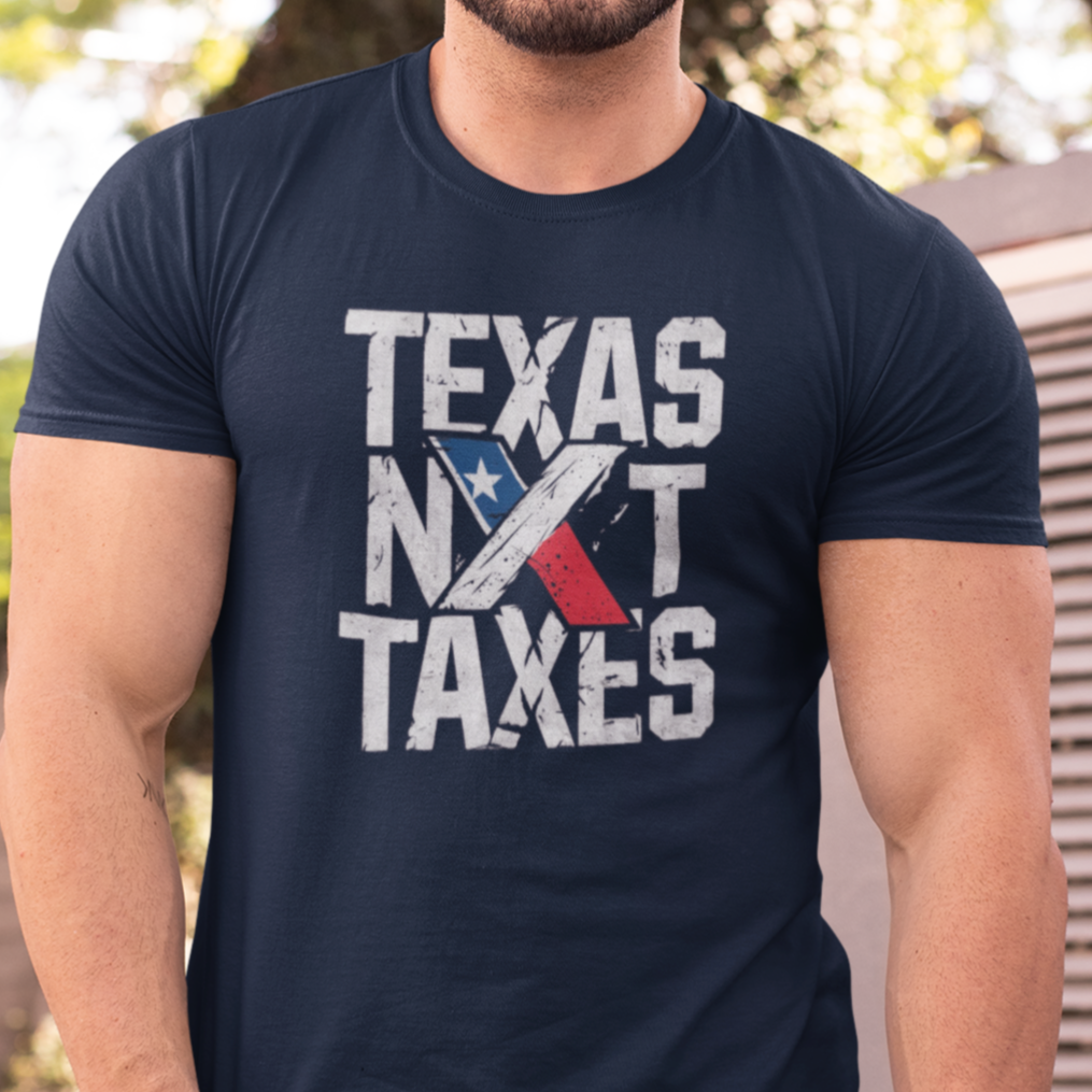 Texas NOT Taxes Men’s Tshirt, Lone Star State Conservative Libertarian Make America Texas Shirt, Taxation is Theft, Navy Blue, from Forging Freedon