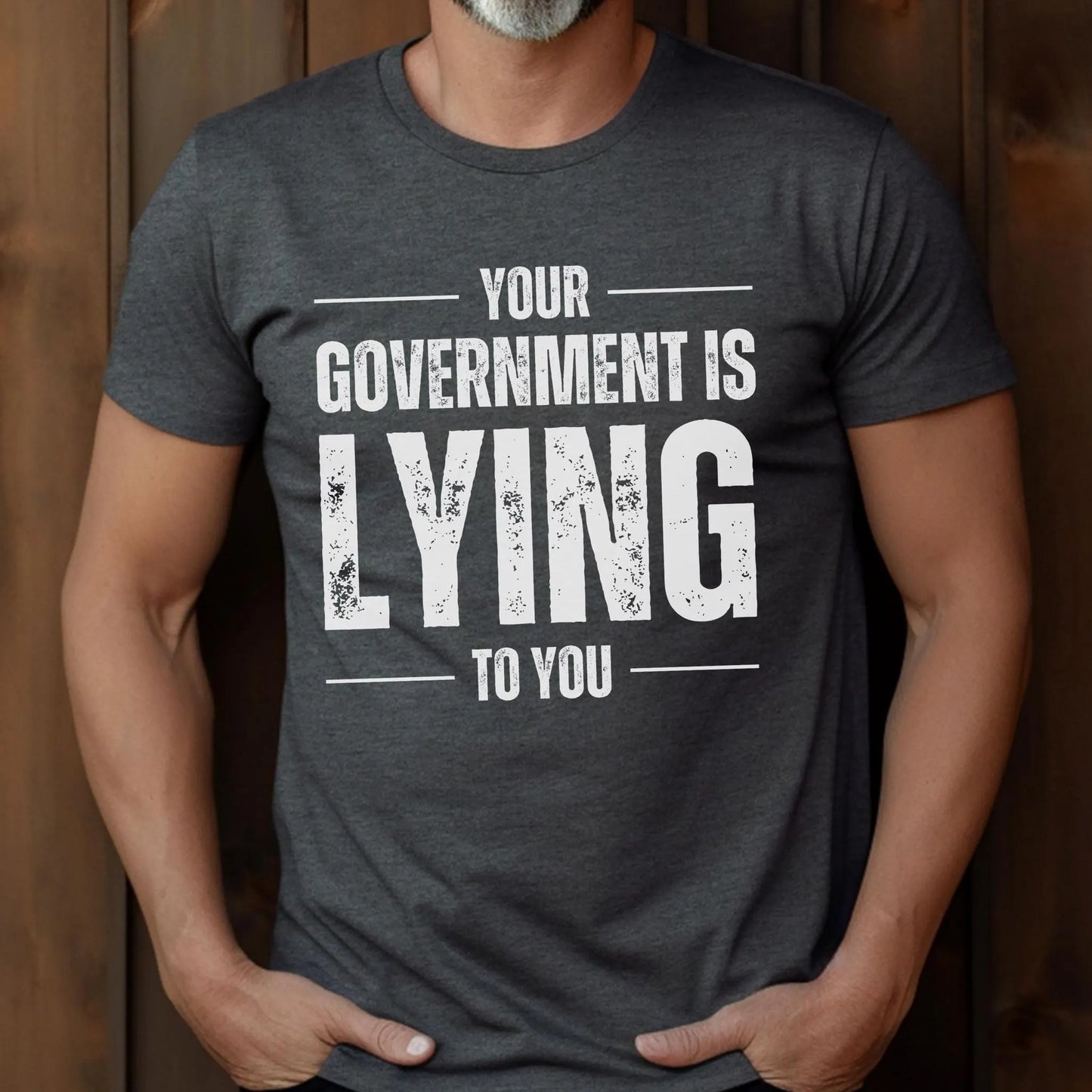 Your Government is Lying to You Shirt for Men Anti Government Conservative Libertarian Conspiracy Theorist Realist Pro Freedom Republican Patriotic Gift for Him Dad Husband Fathers Day Present Conspiracies Corruption Anti Establishment Charcoal, from Forging Freedom