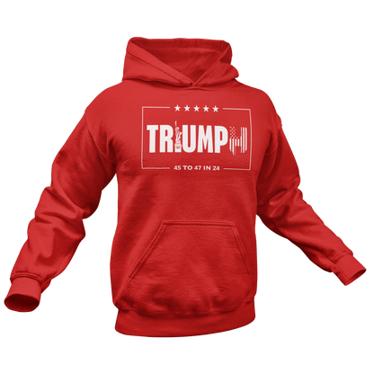 Triumph Mens Hoodie, 45 to 47 in 24 Hoodie, Red Mens Hoodie, Trump Sweatshirt, From Forging Freedom