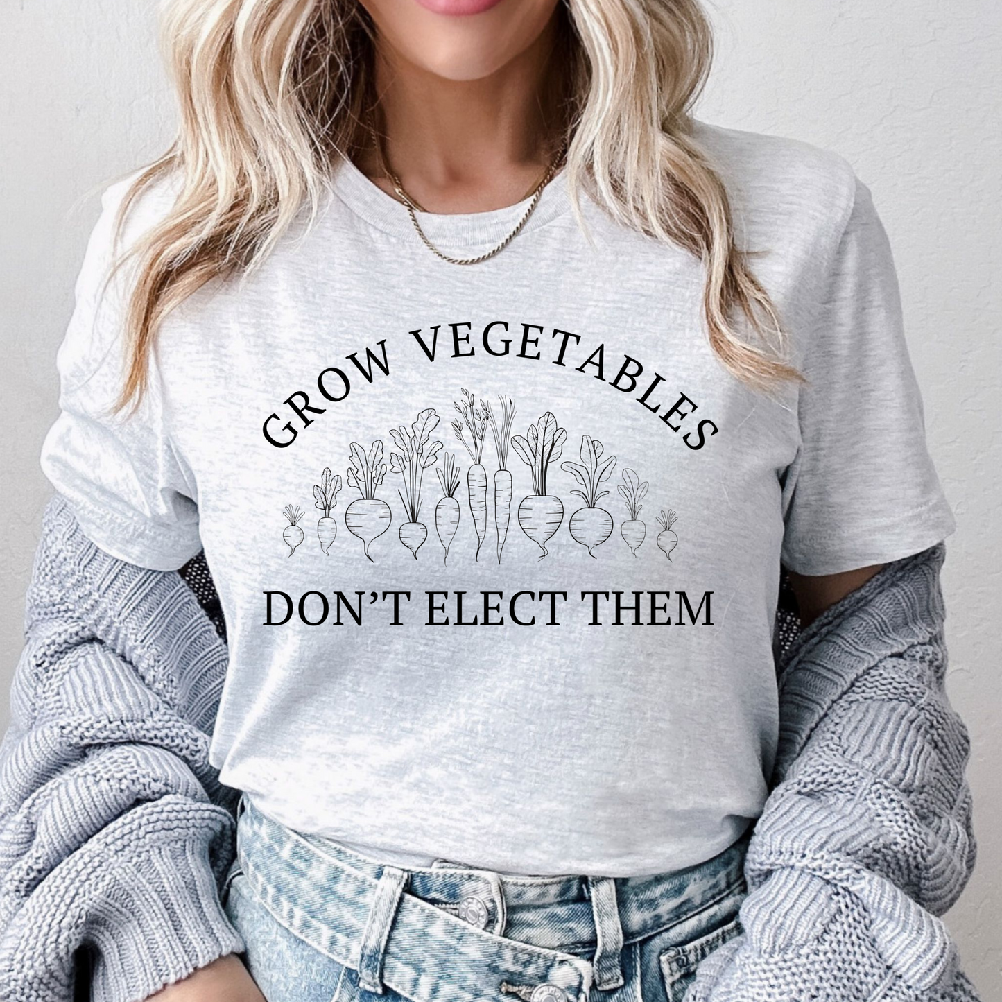 Grow Vegetables Don’t Elect Them Anti Biden Shirt, Trump for President MAGA 2024, Election Shirt Homestead Gardener, Trust Farms Not Pharma, Ash, from Forging Freedom