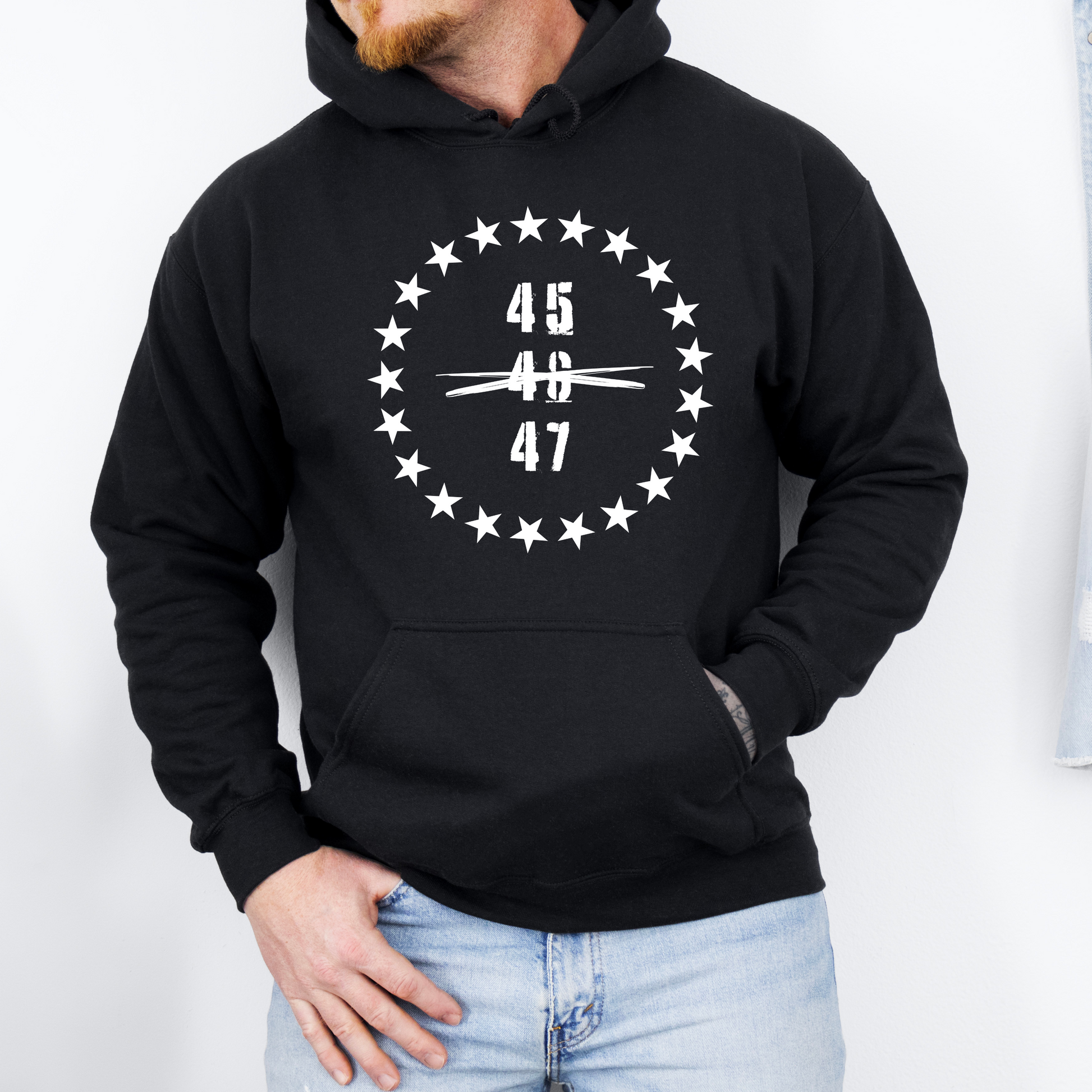 45 47 Trump for President Hoodie for Men Make America Great Again Wake Up Save America Taking America Back Fight You Missed Trump Vance 2024 Conservative Republican Libertarian Pro Freedom Sweatshirt Stars and Stripes MAGA AF Gift Present for Him Black from Forging Freedom