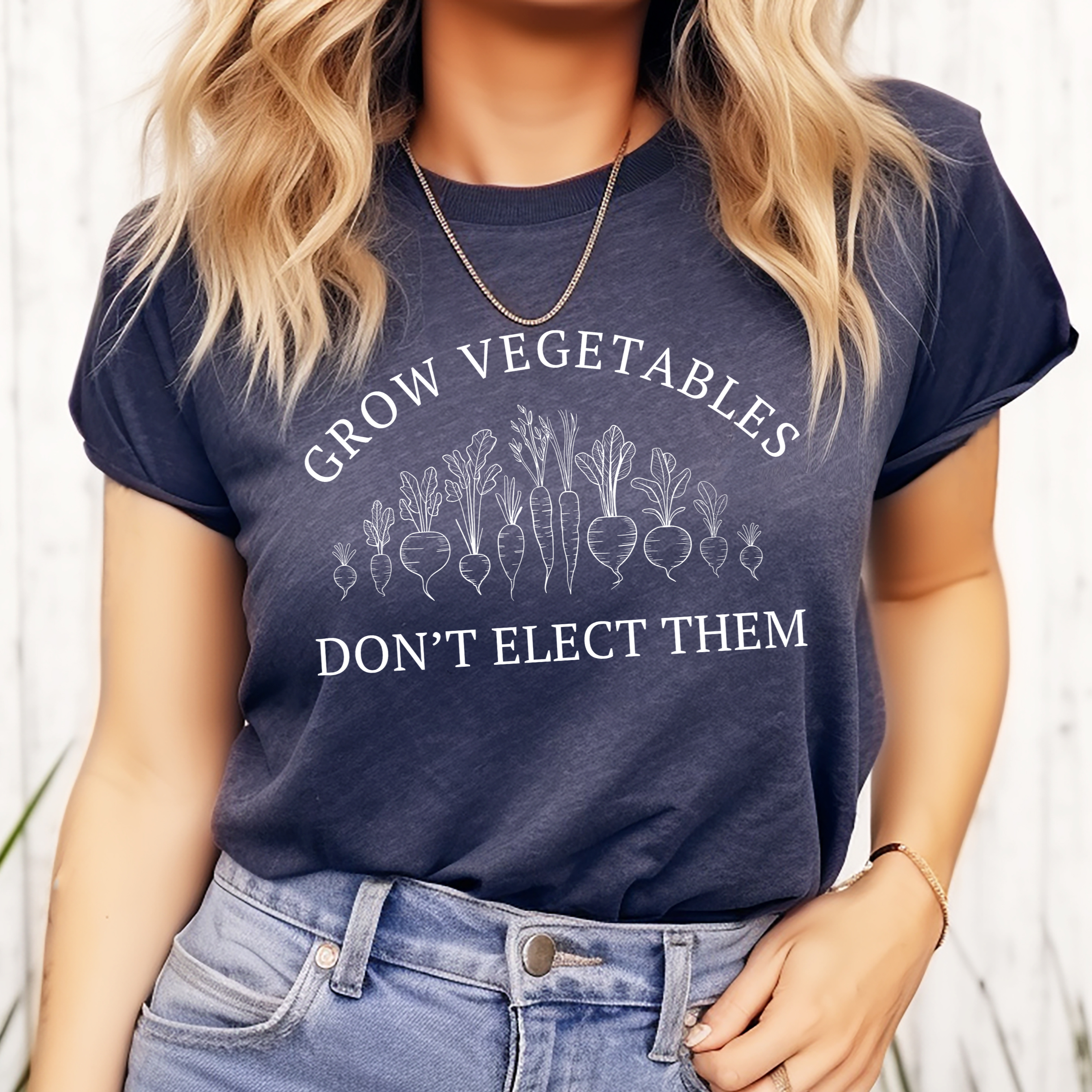 Grow Vegetables Don’t Elect Them Anti Biden Shirt, Trump for President MAGA 2024, Election Shirt Homestead Gardener, Trust Farms Not Pharma, Heather Navy, from Forging Freedom