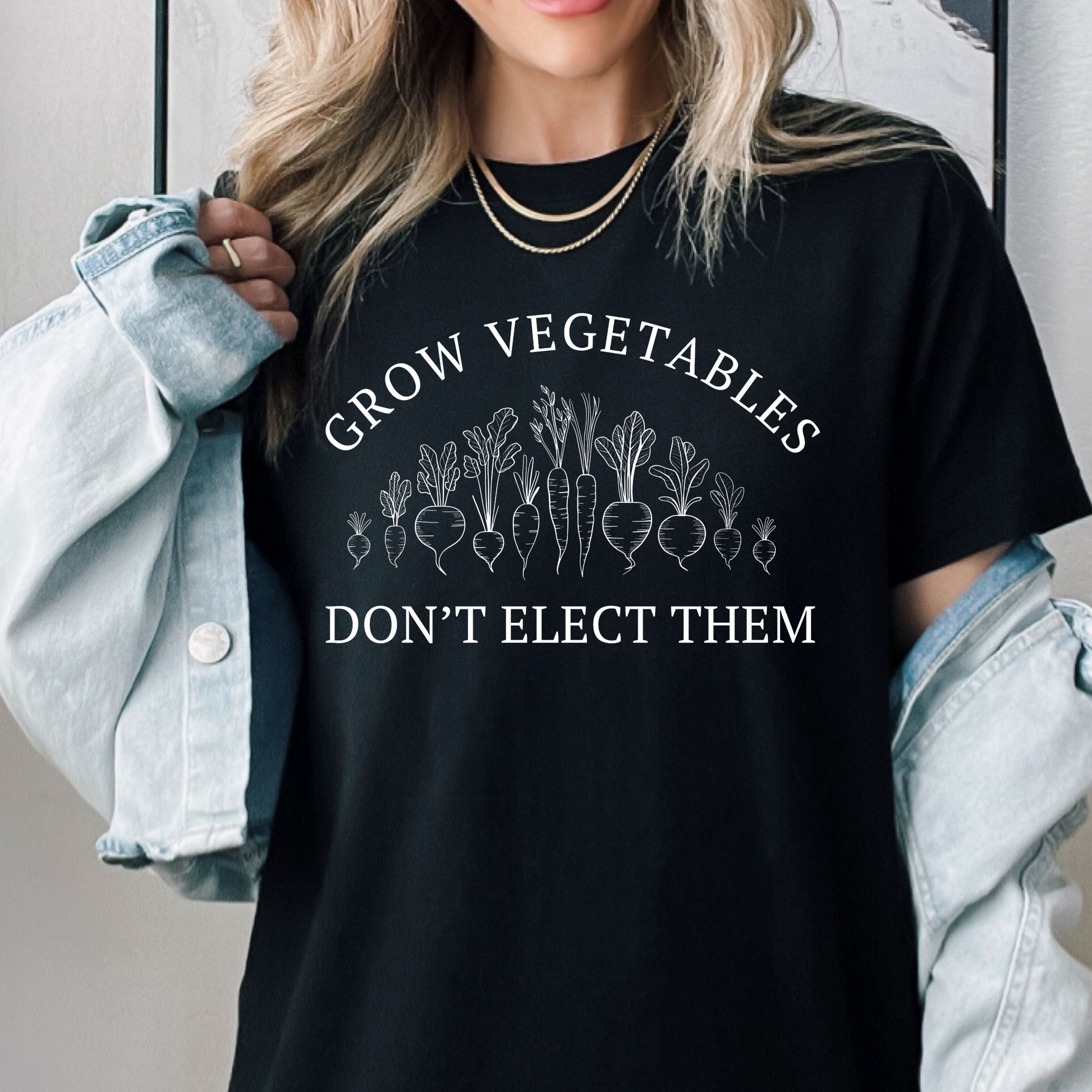 Grow Vegetables Don’t Elect Them Anti Biden Shirt, Trump for President MAGA 2024, Election Shirt Homestead Gardener, Trust Farms Not Pharma, Black, from Forging Freedom