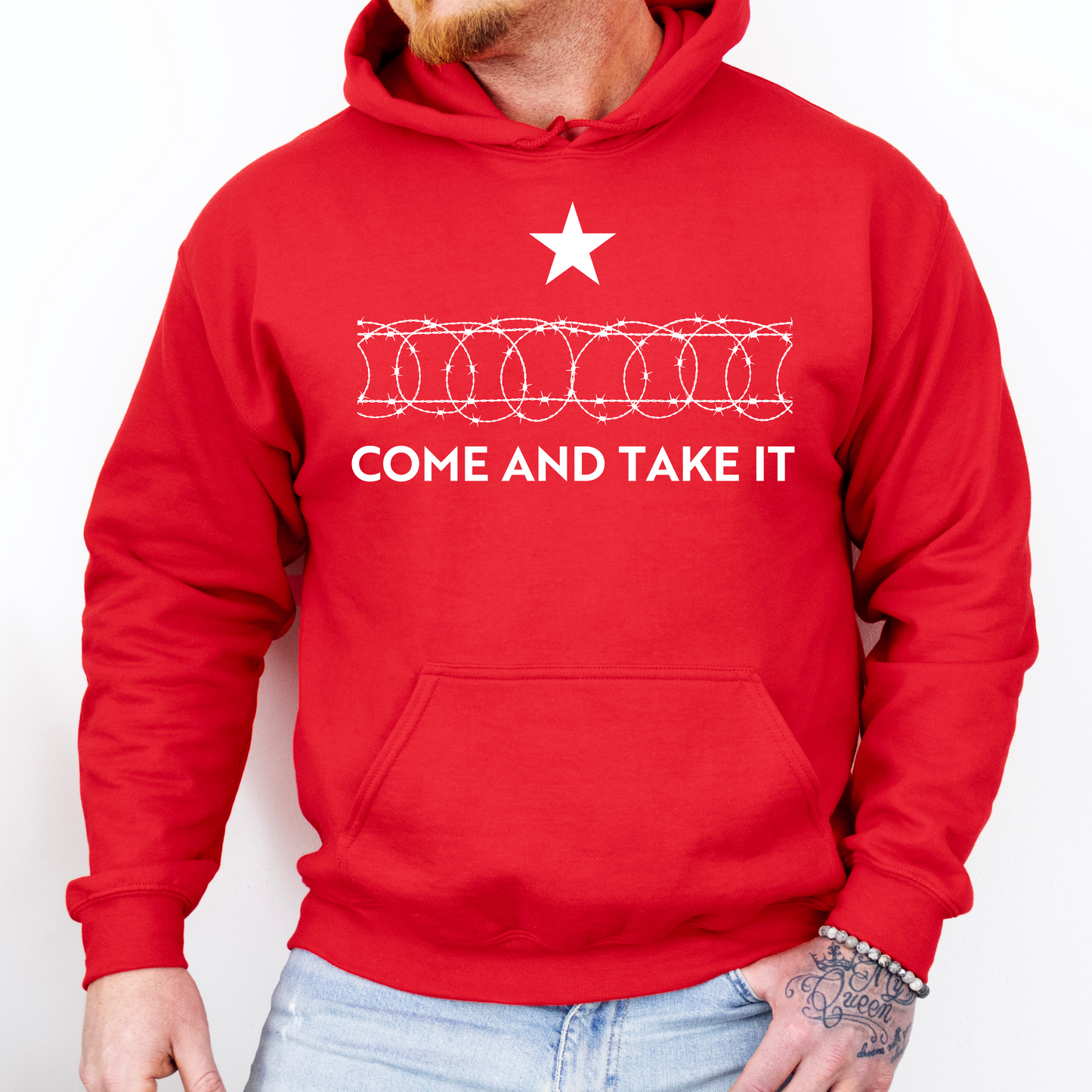 Come and Take It Texas Barbed Wire Hoodie for Men, Close the Border, Secure The Border, Southern Border Invasion, Conservative Hoodie for Men, MAGA Trump 2024 Drain the Swamp Sweatshirt, from Forging Freedom