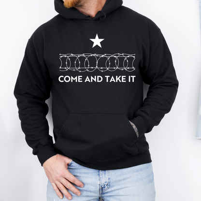 Come and Take It Texas Barbed Wire Hoodie for Men, Close the Border, Secure The Border, Southern Border Invasion, Conservative Hoodie for Men, MAGA Trump 2024 Drain the Swamp Sweatshirt, from Forging Freedom