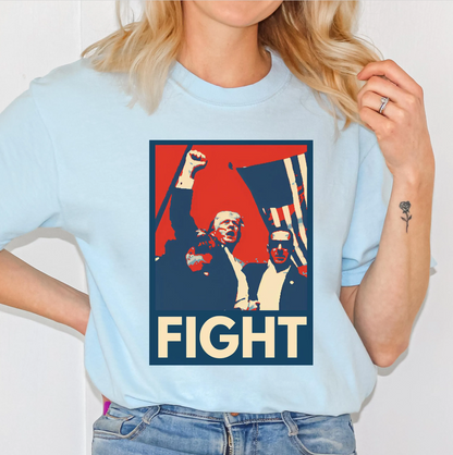 Fight Trump 2024 Shirt for Women MAGA 45 47 Election Tshirt Taking America Back Save USA Conservative Republican Felon My President Patriot Stand with Trump Save God Bless American Flag Patriotic Red White Blue Will Not Bend Graphic Tee Chambray, from Forging Freedom