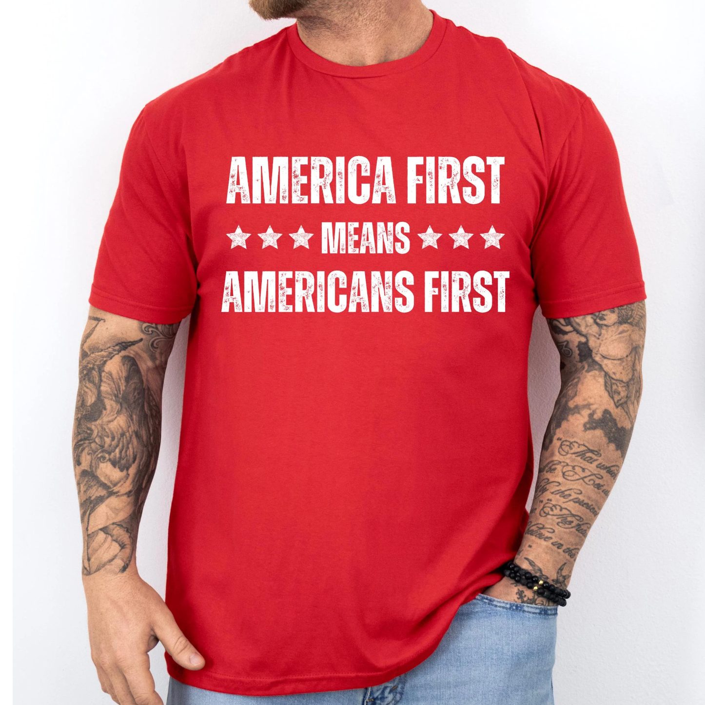 America First Means Americans First Shirt for Men MAGA Trump 2024 Election T-Shirt 45 47 Donald for President Stand with Felon Save America Fight You Missed Patriot Graphic Tee Red White Blue Vote Red Wave Voting Elect Trump Keep America Great Make America Great Again, Red, from Forging Freedom