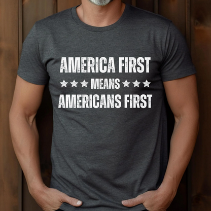 America First Means Americans First Shirt for Men MAGA Trump 2024 Election T-Shirt 45 47 Donald for President Stand with Felon Save America Fight You Missed Patriot Graphic Tee Red White Blue Vote Red Wave Voting Elect Trump Keep America Great Make America Great Again, Charcoal, from Forging Freedom