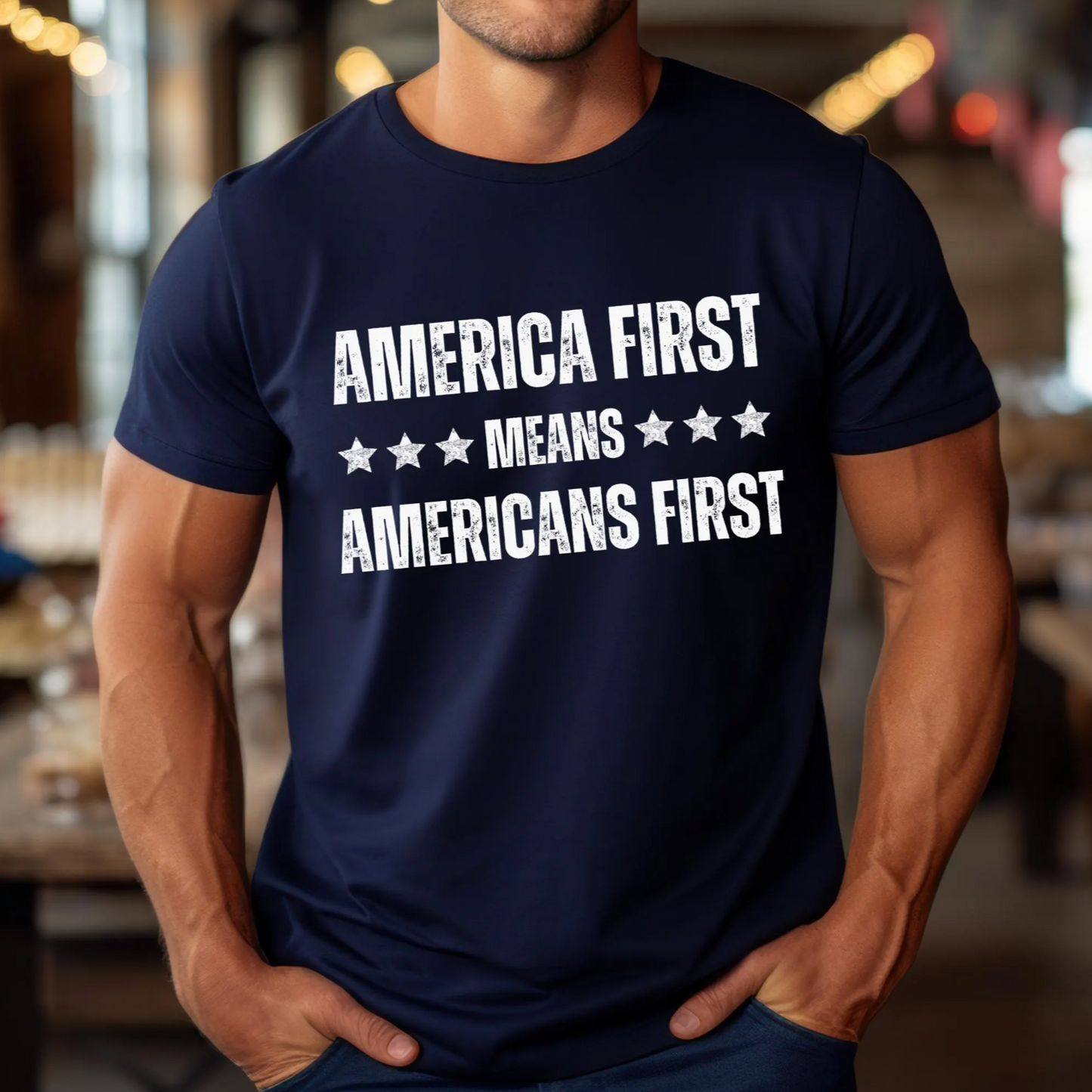 America First Means Americans First Shirt for Men MAGA Trump 2024 Election T-Shirt 45 47 Donald for President Stand with Felon Save America Fight You Missed Patriot Graphic Tee Red White Blue Vote Red Wave Voting Elect Trump Keep America Great Make America Great Again, Navy, from Forging Freedom