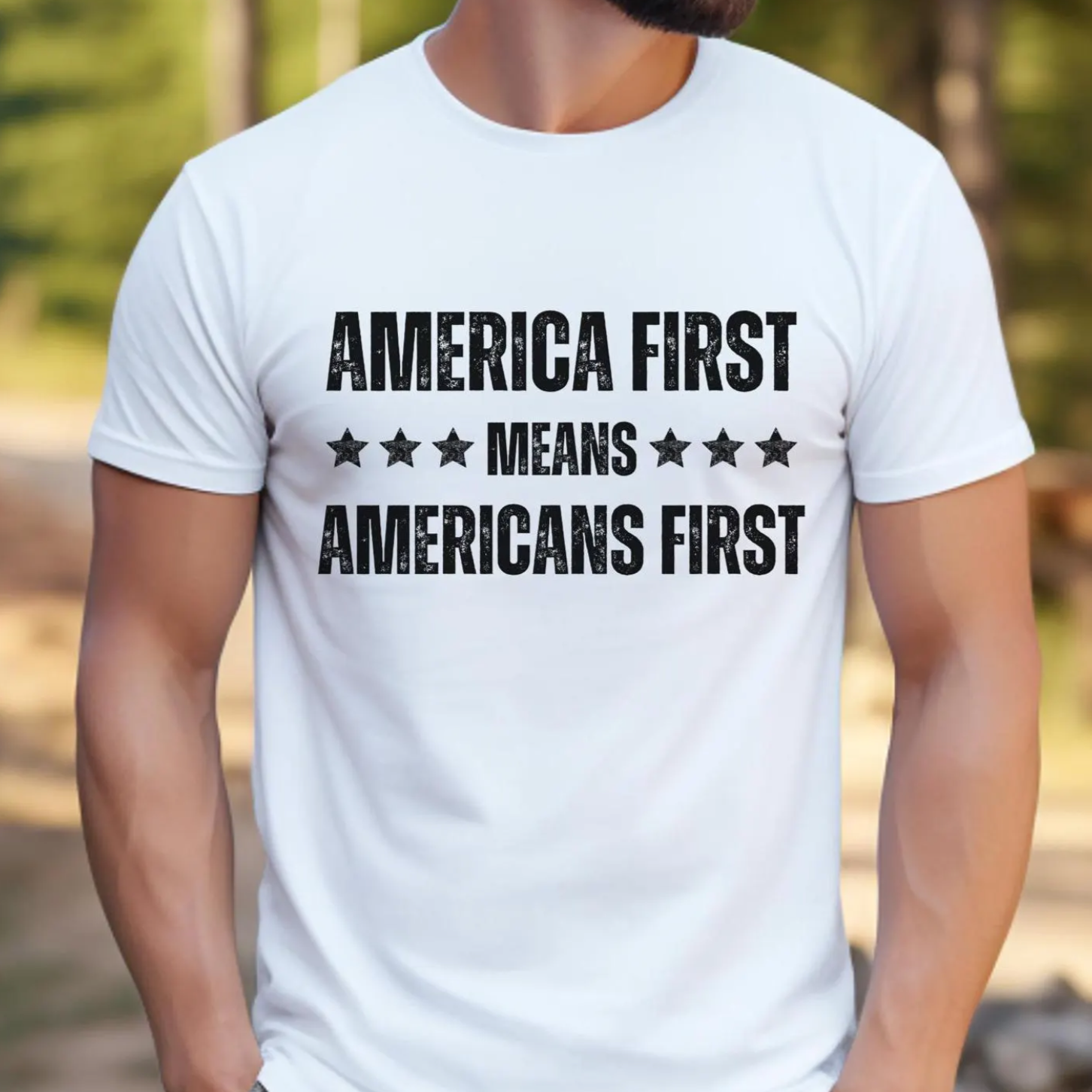 America First Means Americans First Shirt for Men MAGA Trump 2024 Election T-Shirt 45 47 Donald for President Stand with Felon Save America Fight You Missed Patriot Graphic Tee Red White Blue Vote Red Wave Voting Elect Trump Keep America Great Make America Great Again, White, from Forging Freedom