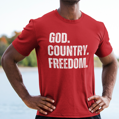 Men Patriot Conservative Religious USA 1776 We The People Christian Bible Proud American Don't Tread On Me, God Country Freedom Shirt for Men, Red, from Forging Freedom