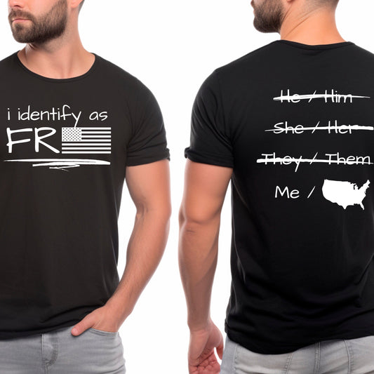 I Identify as Free Tshirt for Men, Pronouns Shirt, American Flag, Texas Pride Shirt for Men, There are Only Two Genders Shirt, Texas Shirt Conservative, from Forging Freedom