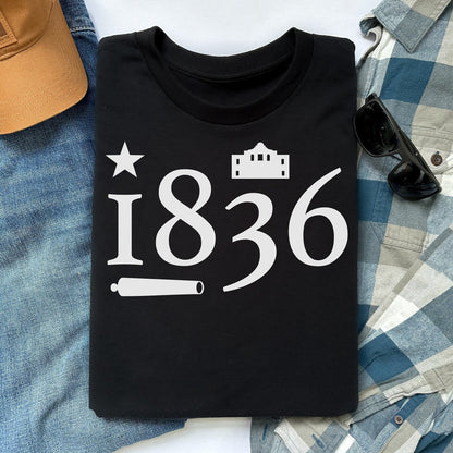 1836 Remember the Alamo, Victory or Death Shirt for Men, San Antonio Texas, Commemorate Remembrance of the Battle of the Alamo, Texas Revolution, Come and Take it Cannon, Black Shirt for Men, from Forging Freedom