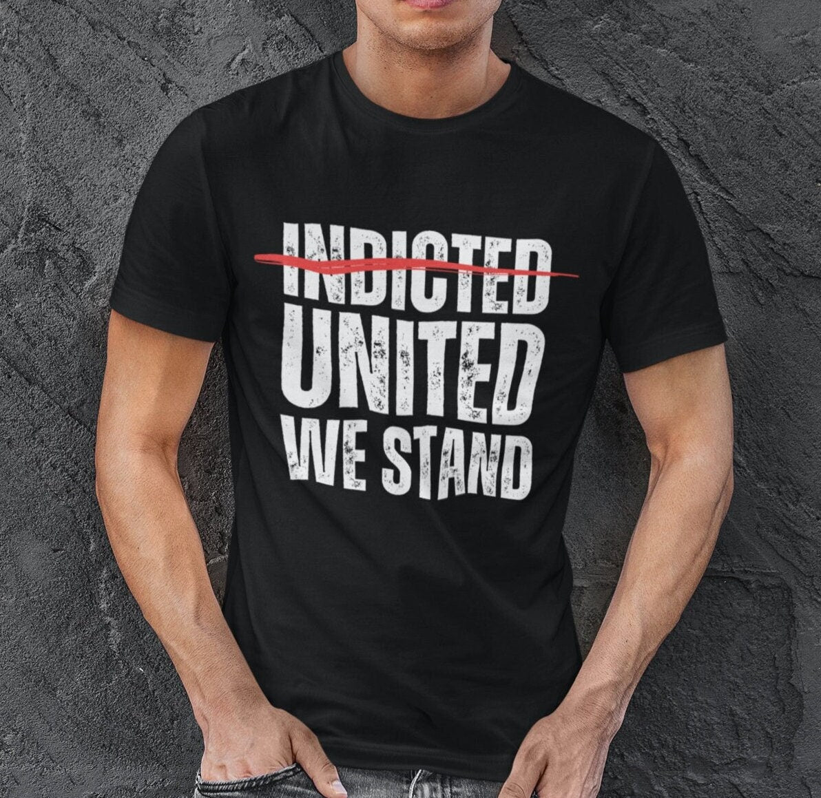 Indicted United We Stand Shirt for Men, Political Persecution Shirt, Will Not Comply with Tyranny, Arresting Political Opponents, Stand Up Against Tyranny Shirt for Men, Black, from Forging Freedom