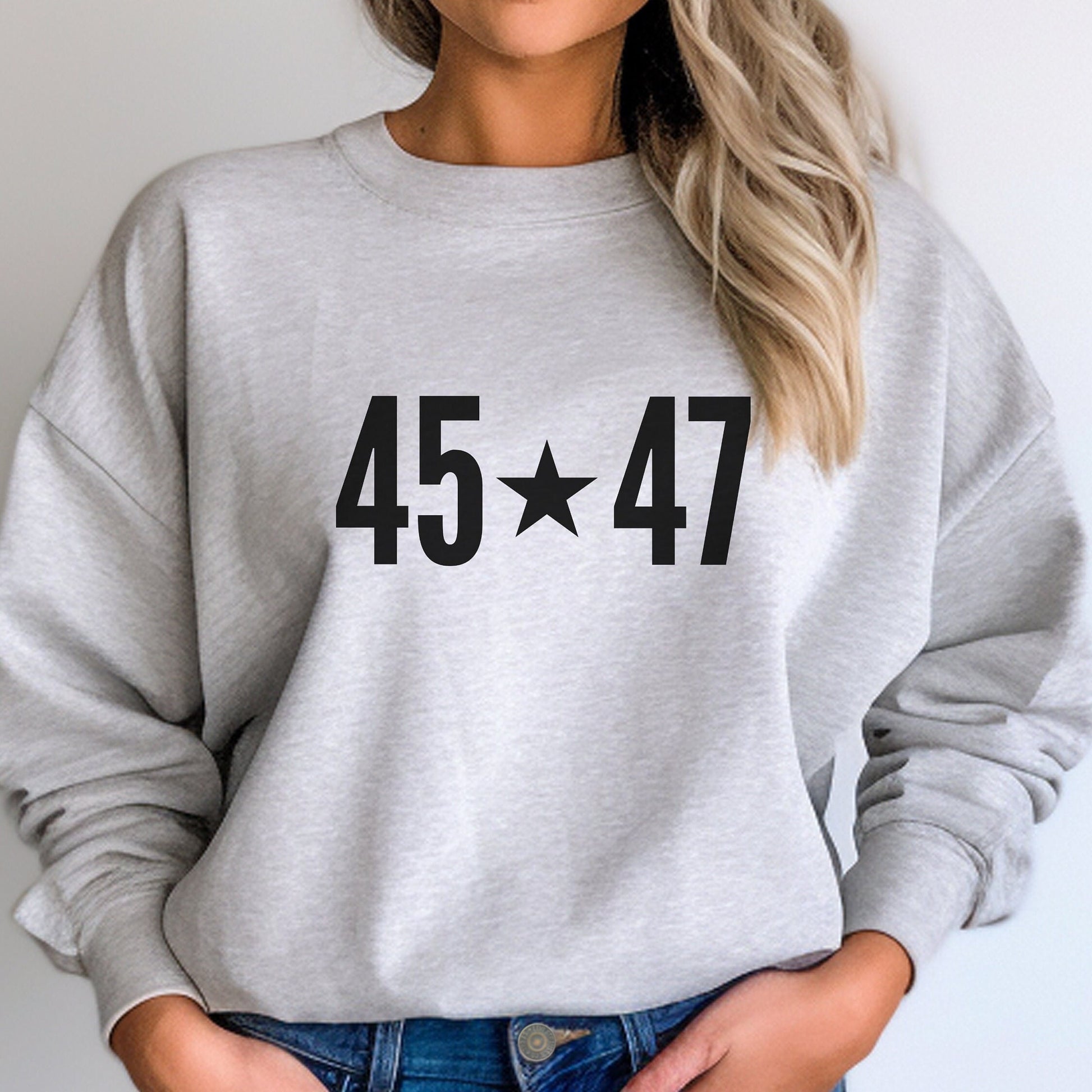 Trump for President Sweatshirt for Women, 2024 MAGA Crewneck, Save America and ReElect Donald Trump Sweater, Keep America Great, Triumph, Take America Back, Ash, from Forging Freedom