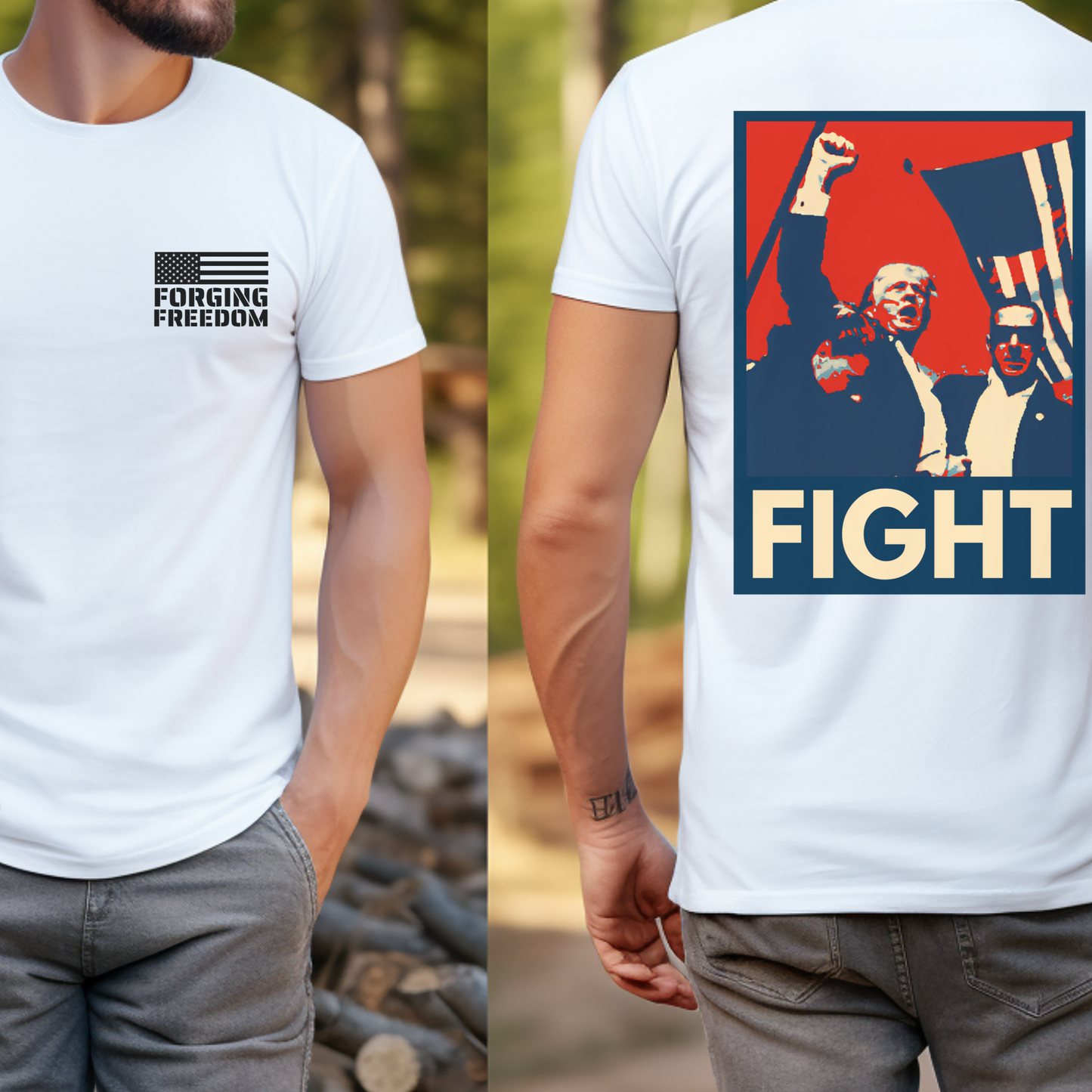 Fight Trump 2024 Shirt for Men MAGA 45 47 Election Tshirt Taking America Back Save USA Conservative Republican Felon My President Patriot Stand with Donald Trump Elect Will Not Bend Never Surrender Freedom Anti Biden Graphic Tee Gift Him White, from Forging Freedom