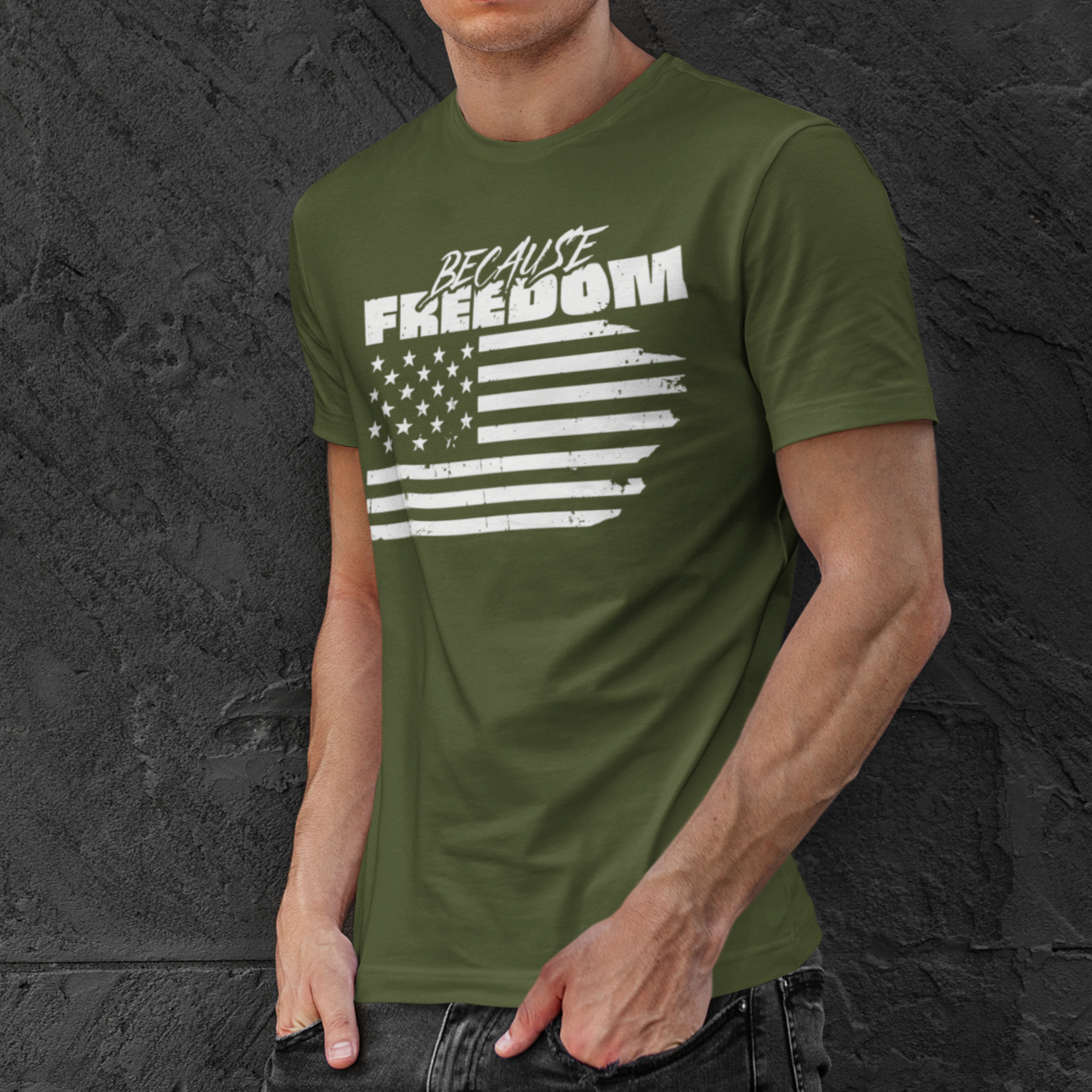 Men's Because Freedom Patriotic T-Shirt