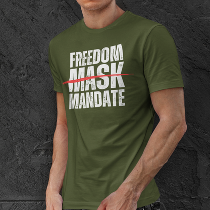 Mandate Freedom Not Masks Shirt for Men, Medical Freedom, No Mandates, Will Not Comply, Awake Not Woke, Freedom Over Fear Shirt for Men, Military Green, from Forging Freedom