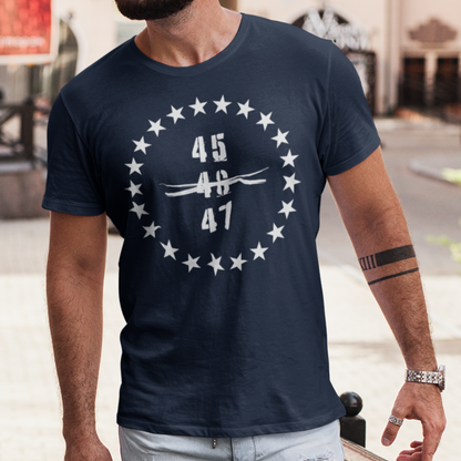 45 47 Trump for President Shirt for Men, Donald Trump 2024 Presidential Nominee, MAGA Tshirt Men, Trump 2024 Shirt, Navy Blue, from Forging Freedom