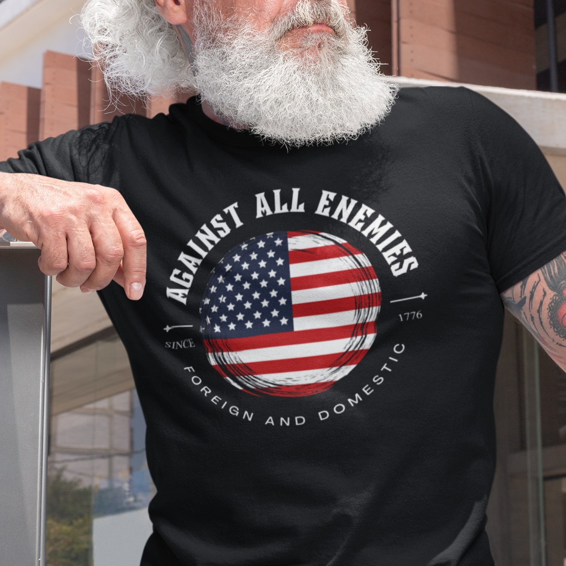 Against All Enemies Foreign and Domestic Constitution Shirt for Men, American Flag, 1776, Presidential Oath of Office Tshirt, We The People, Bill of Rights, Constitutional Shirt, Black, from Forging Freedom